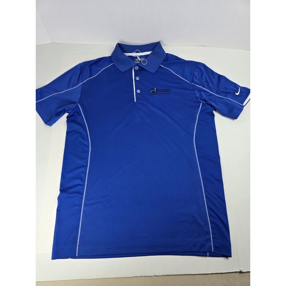 Nike Golf Shirt Mens M Blue Tour Performance Polo Dri Fit Pullover Pin Striped